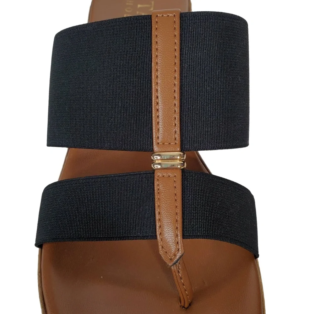 Italian‎ Shoemakers Krissy Wedge Sandal Black and Brown Strap Size 7